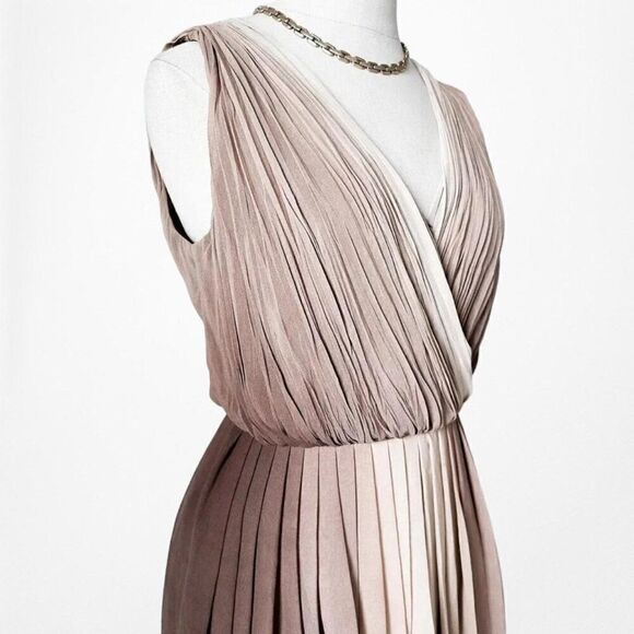 Vintage Y2K Talbots Brown V-Neck Pleated Knee Length Cocktail Dress Size 4/M - Picture 6 of 7